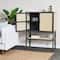 Hello Honey® 47" Boho Woven Rattan and Wood Cabinet with Doors, Shelf, and Interior Storage Compartments